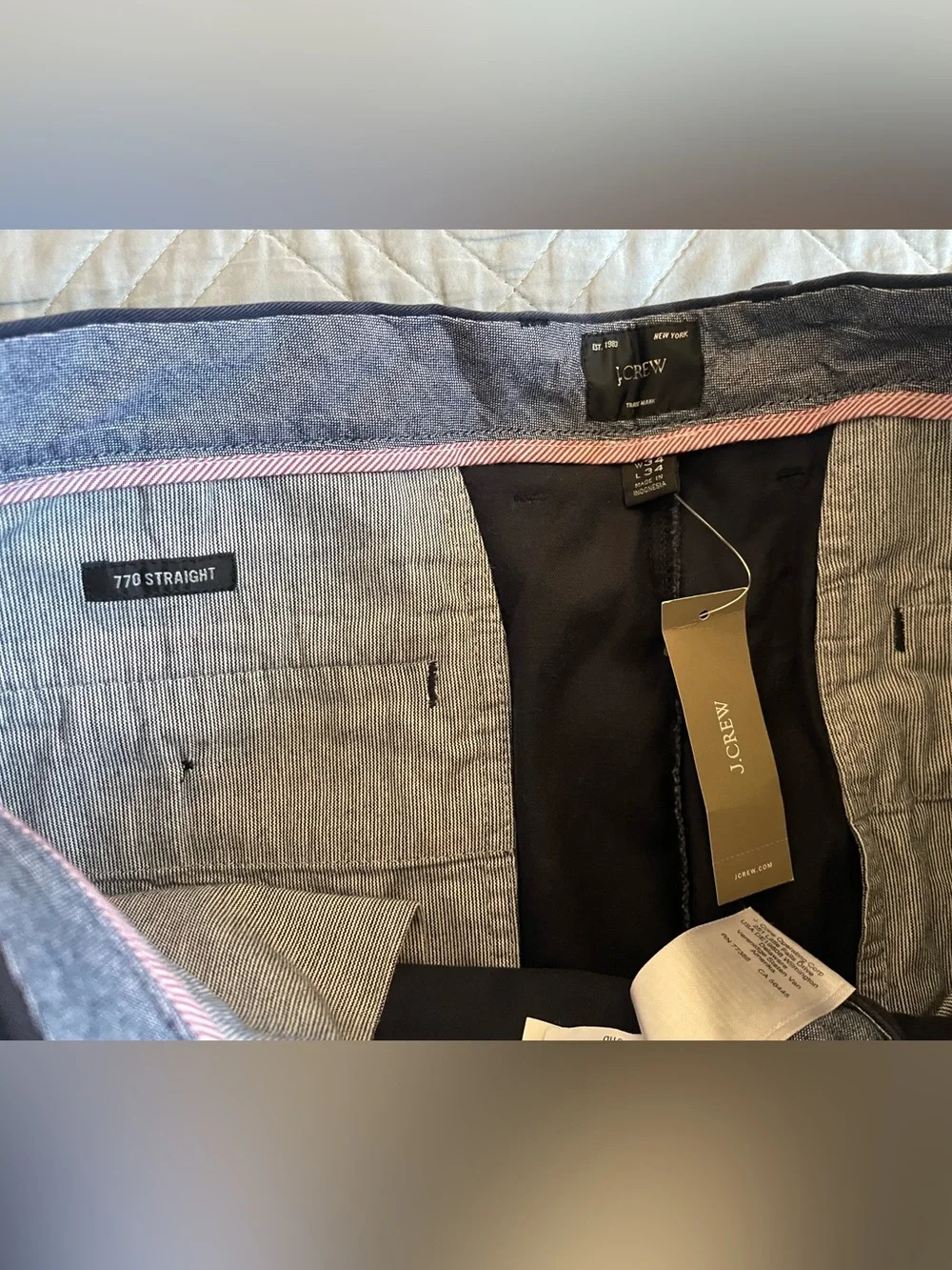 J. Crew 770m Straight-fit stretch chino pant in Navy Size 34 NWT $98 AR886